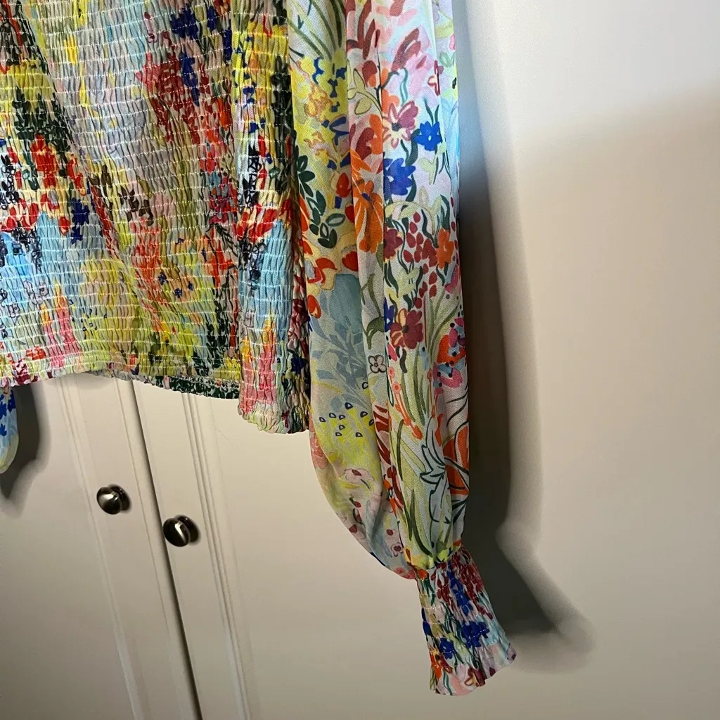 Anthropologie Floral Smocked Blouse - Image 11