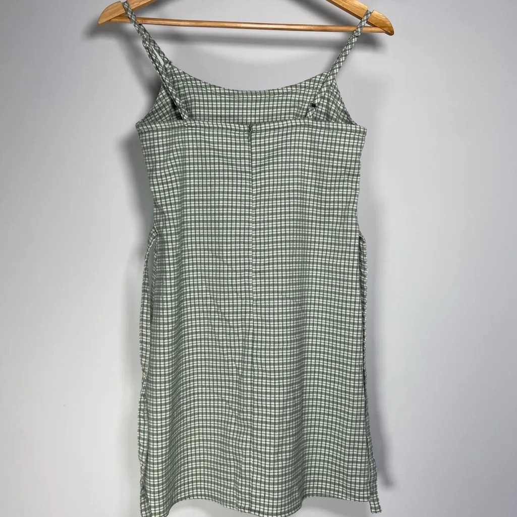 John Galt Plaid Shift Dress Mini White Gingham Preppy Pistachio Green Picnic - Image 7