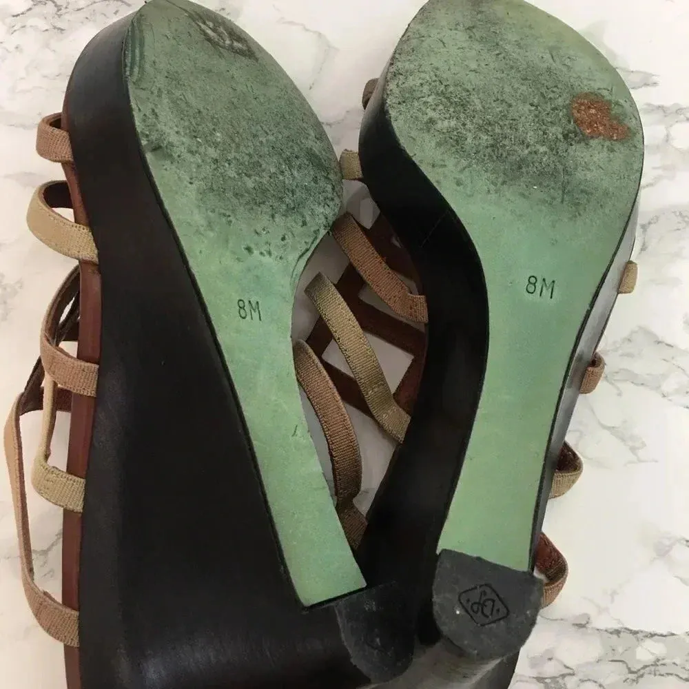 Donald J. Pliner Couture Strappy Wedge‎ Slides Brown Size 8 - Image 4