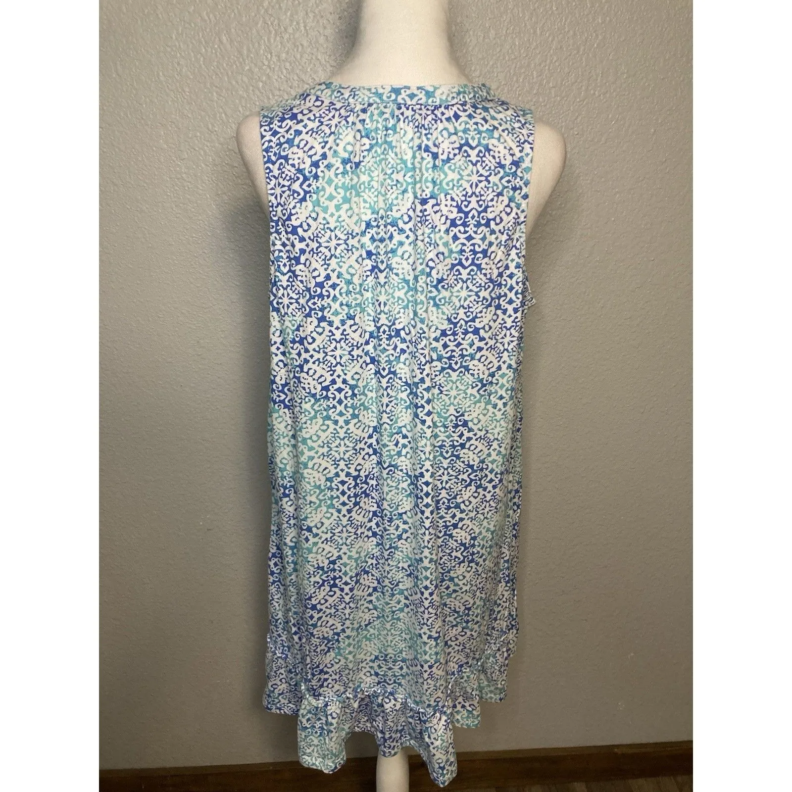 Lauren Ralph Lauren Nightgown Womens XL Blue Ruffle Hem Sleep Shirt Sleeveless - Image 7