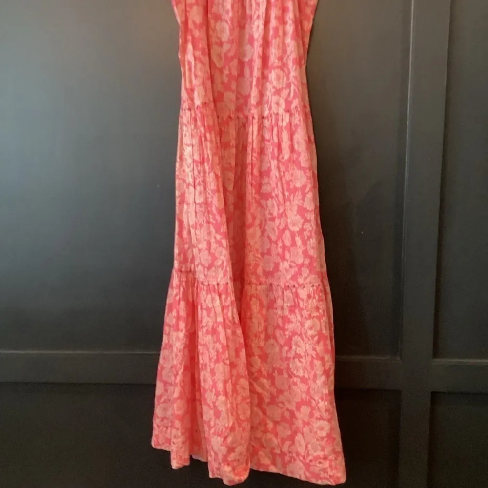 The Great Whipstitched plumeria cotton midi Maxi floral dress pink Small - Image 9