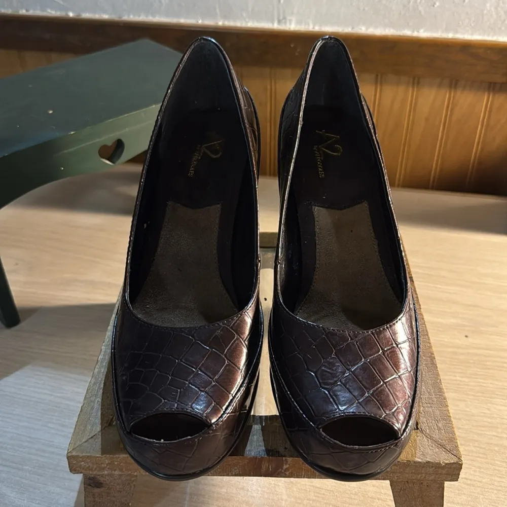 Aerosols A2 Brown Crocodile Print Heels - Image 2