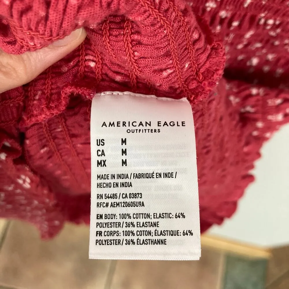 American Eagle Womens M Pink Ditsy Floral Smocked Mini Dress Coquette Y2K Beachy - Image 6