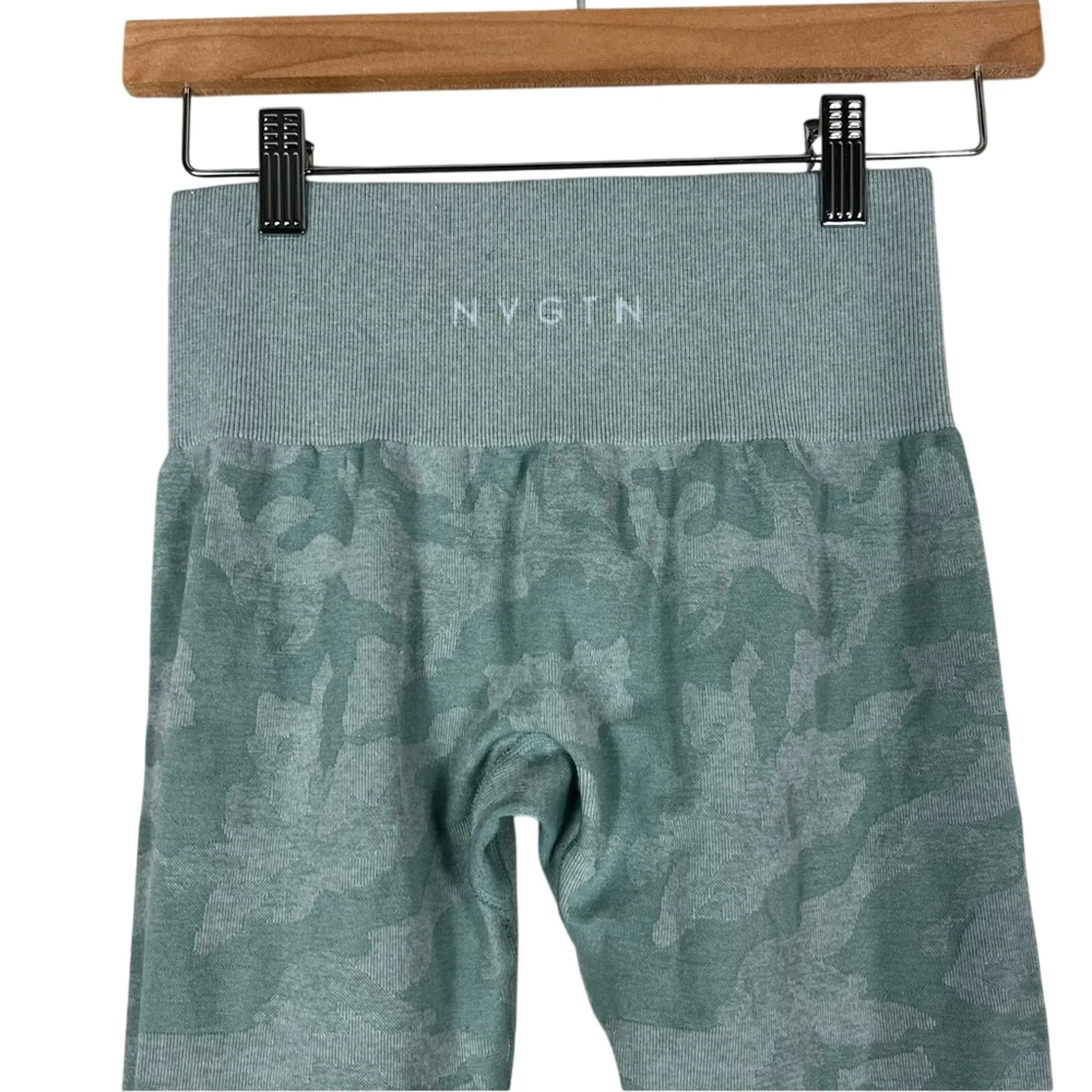NVGTN Camo Seamless Leggings Womens S Sage Green High Rise Athleisure Clean Girl - Image 5