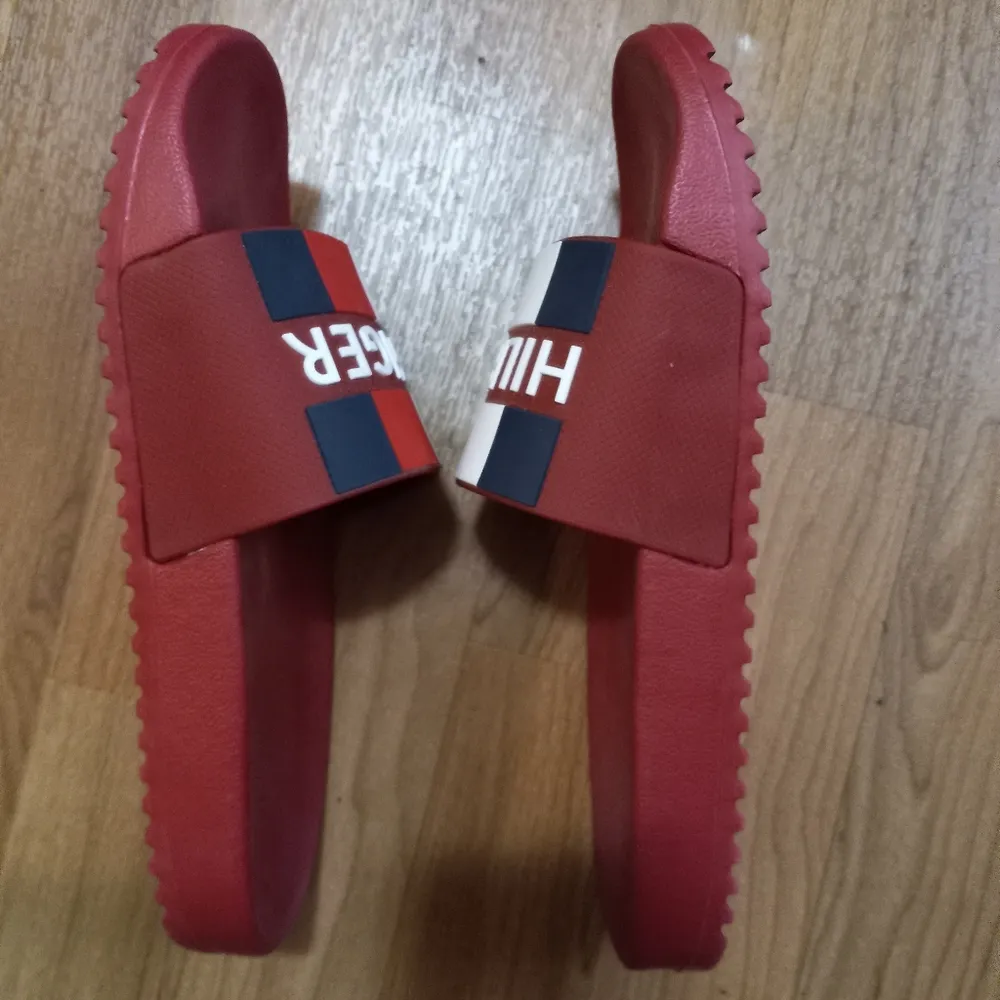 Hilfiger Slides 8 Women's Striped Red White Blue Sandals Slippers Shoes - Image 3