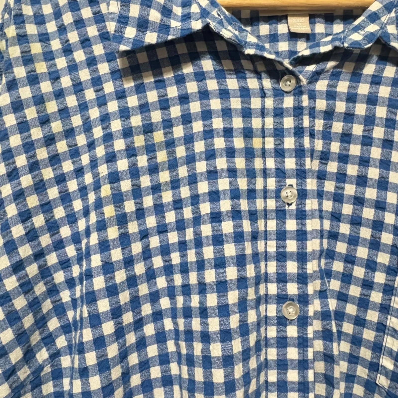 Woman Within Women Seersucker Button Top 3X Blue Gingham Cottagecore Cotton - Image 3