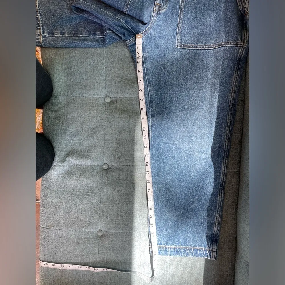 NEW J Crew Factory High Rise Straight Utility Crop Jeans Med Wash Denim Size 32P Blue - Image 8