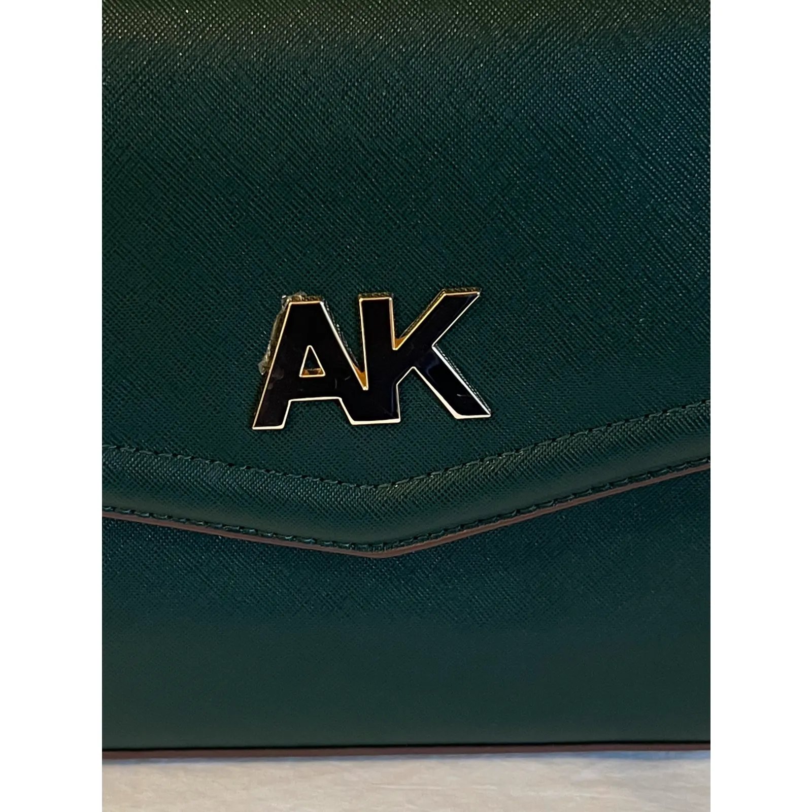 Anne Klein Purse Green Signature Top Handle Handbag Snap Close Zip Pocket - Image 2