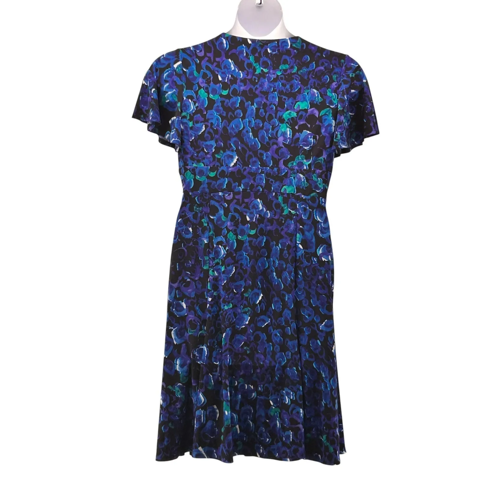 Chaps Floral Midi Dress Blue Large - Image 2
