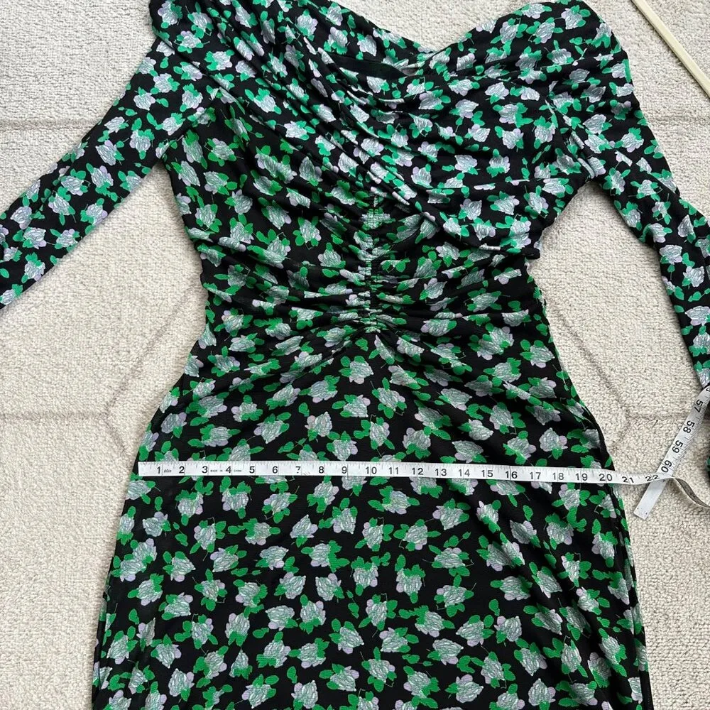 NWT DVF Leia Off-the-Shoulder Dot Blossom Mesh Stretch Ruched Midi Dress Sz XL - Image 15