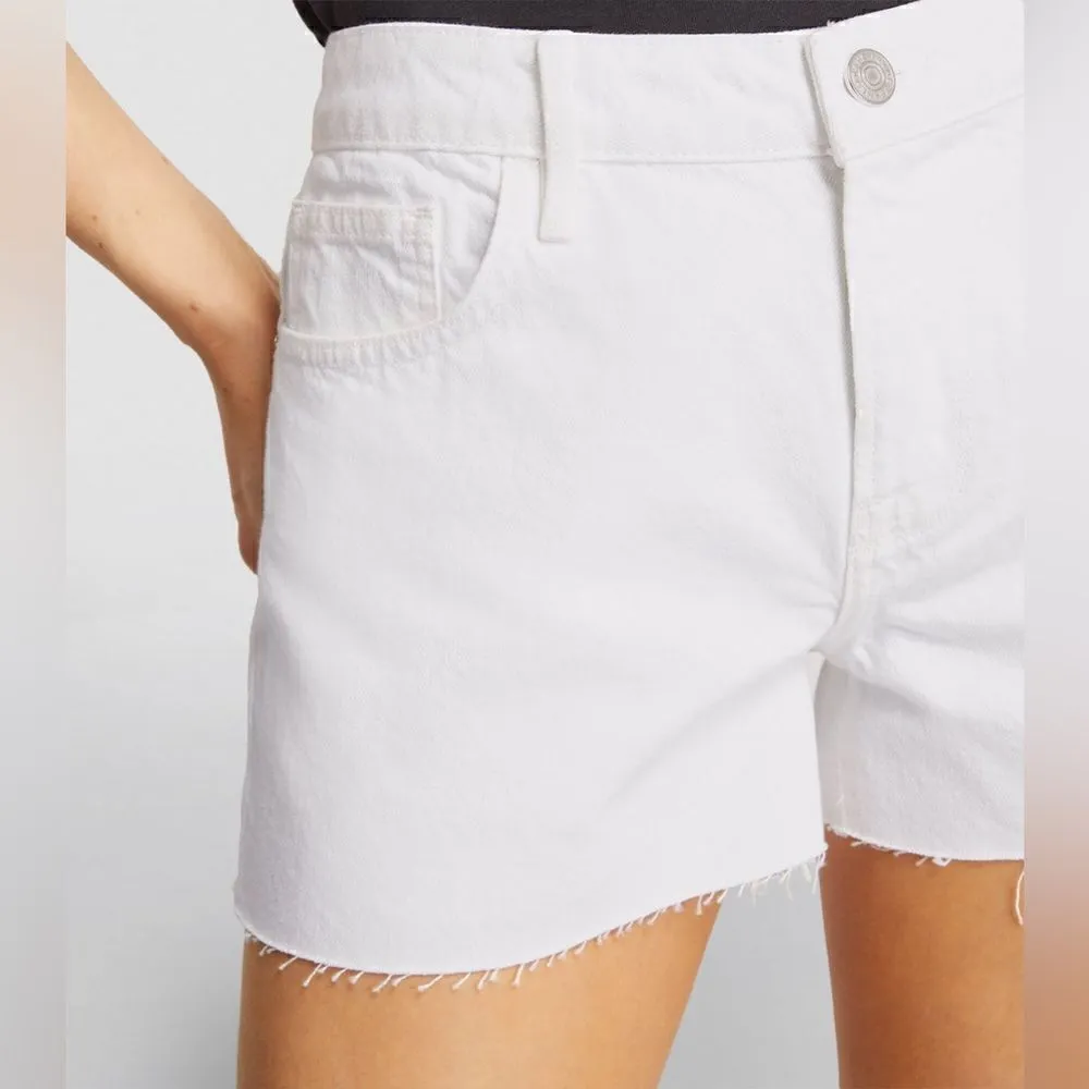 NEW Frame Le Grand Garcon Raw Hem Denim Short White Sz 34 - Image 9