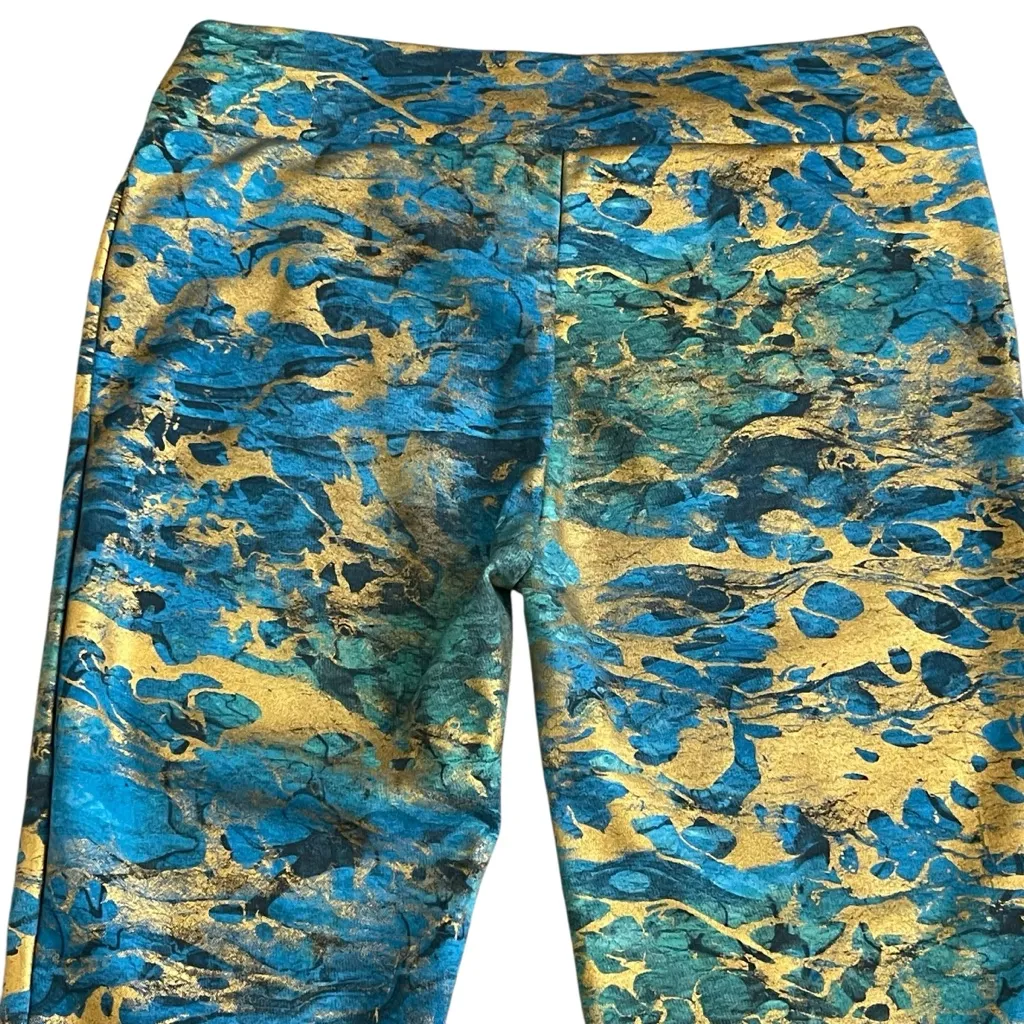 Soft Surroundings Blue Metallic Printed Florentine Straight Leg Ankle Pants PL - Image 5