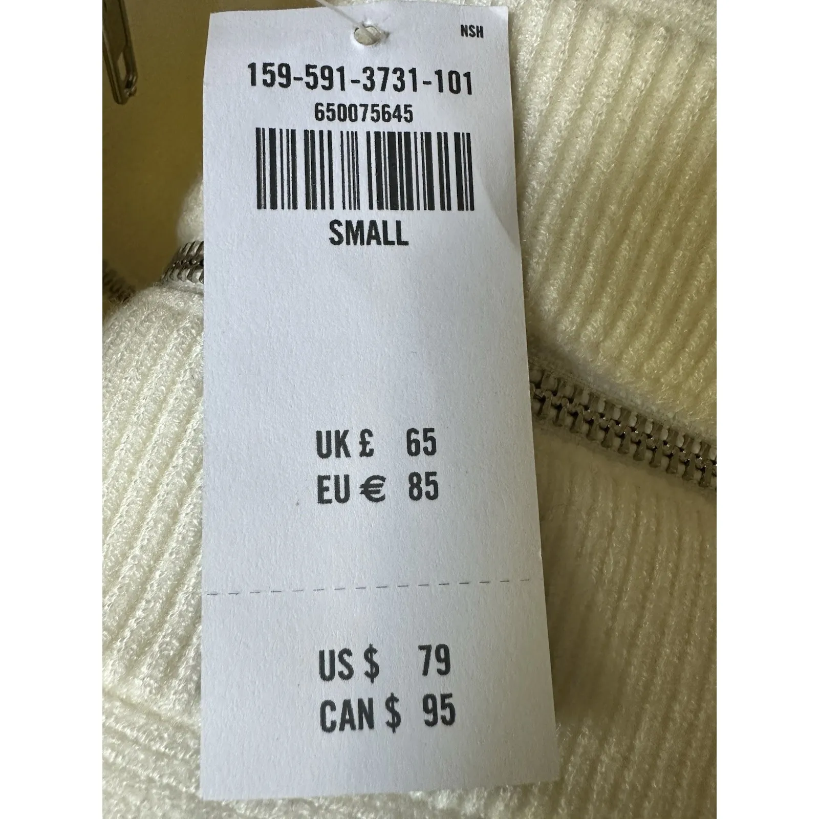 Abercrombie & Fitch White Sweater Dress Small Soft A&F Ribbed Knit Zip Neck - Image 5