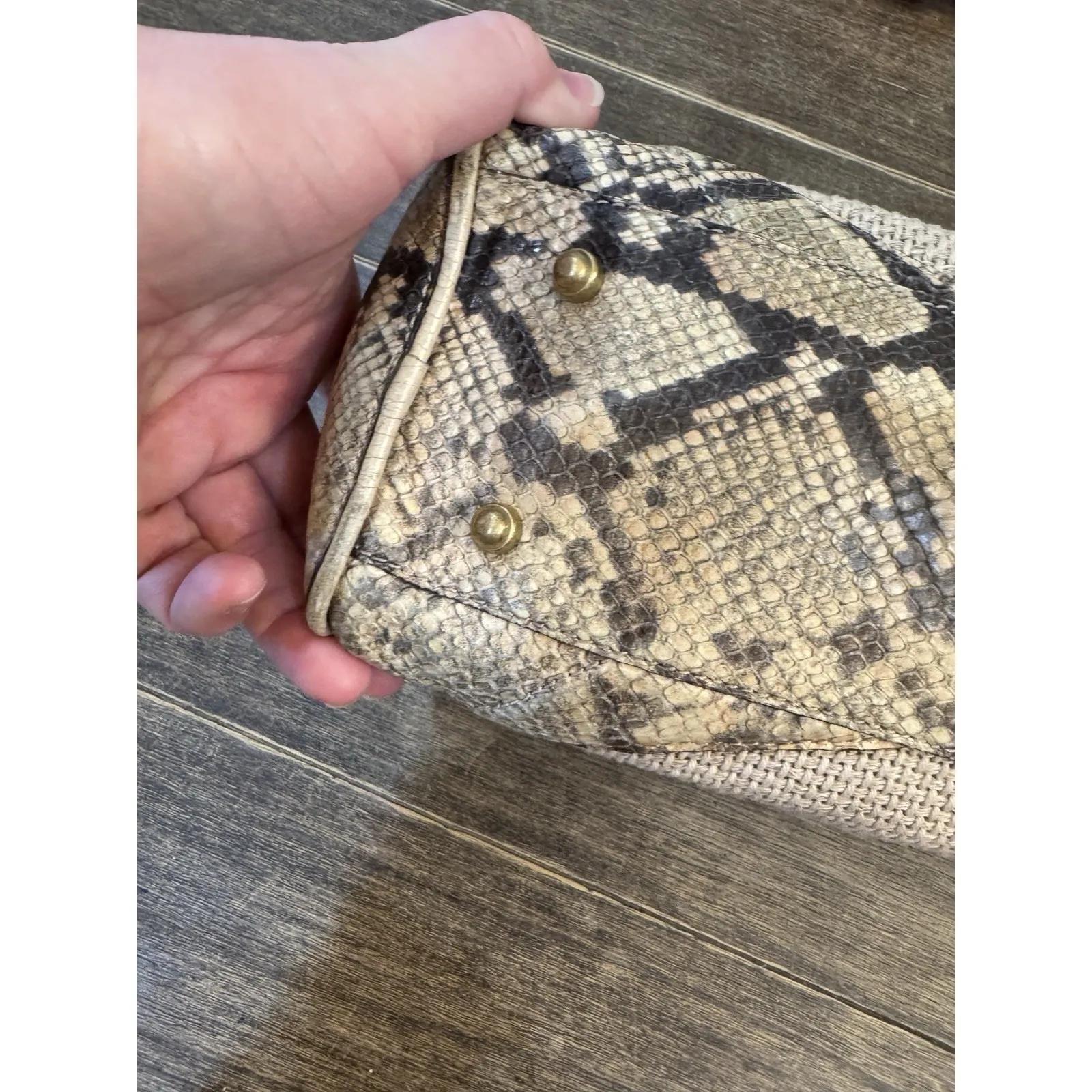 Brahmin Small Caroline satchel bag in a textured canvas Snakeskin Embossed - Image 7