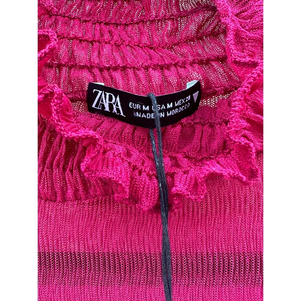 Zara Burgundy Semi Sheer Mock Neck Smocked Maxi Dress NWT Medium - Image 7