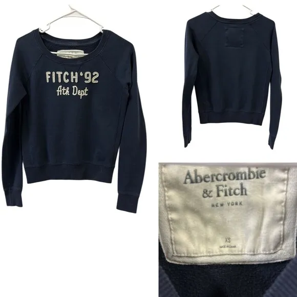 Abercrombie & Fitch Navy Blue Long Sleeve Sweatshirt Scoop Neck Womens XS - Image 2