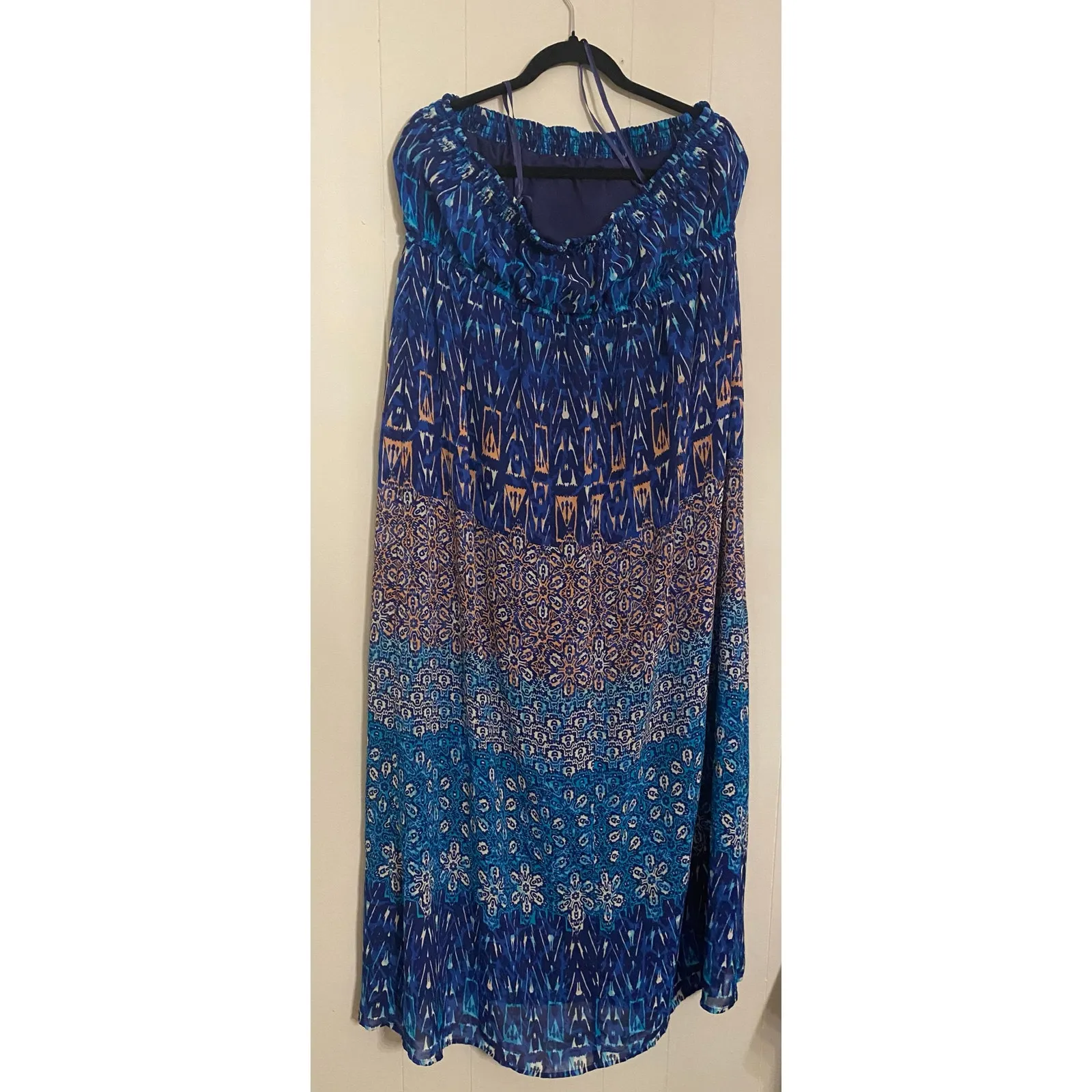 Strapless Maxi Tube Top Blue Beach Dress 18/20 Coastal Resortwear Cruise CoverUp - Image 2