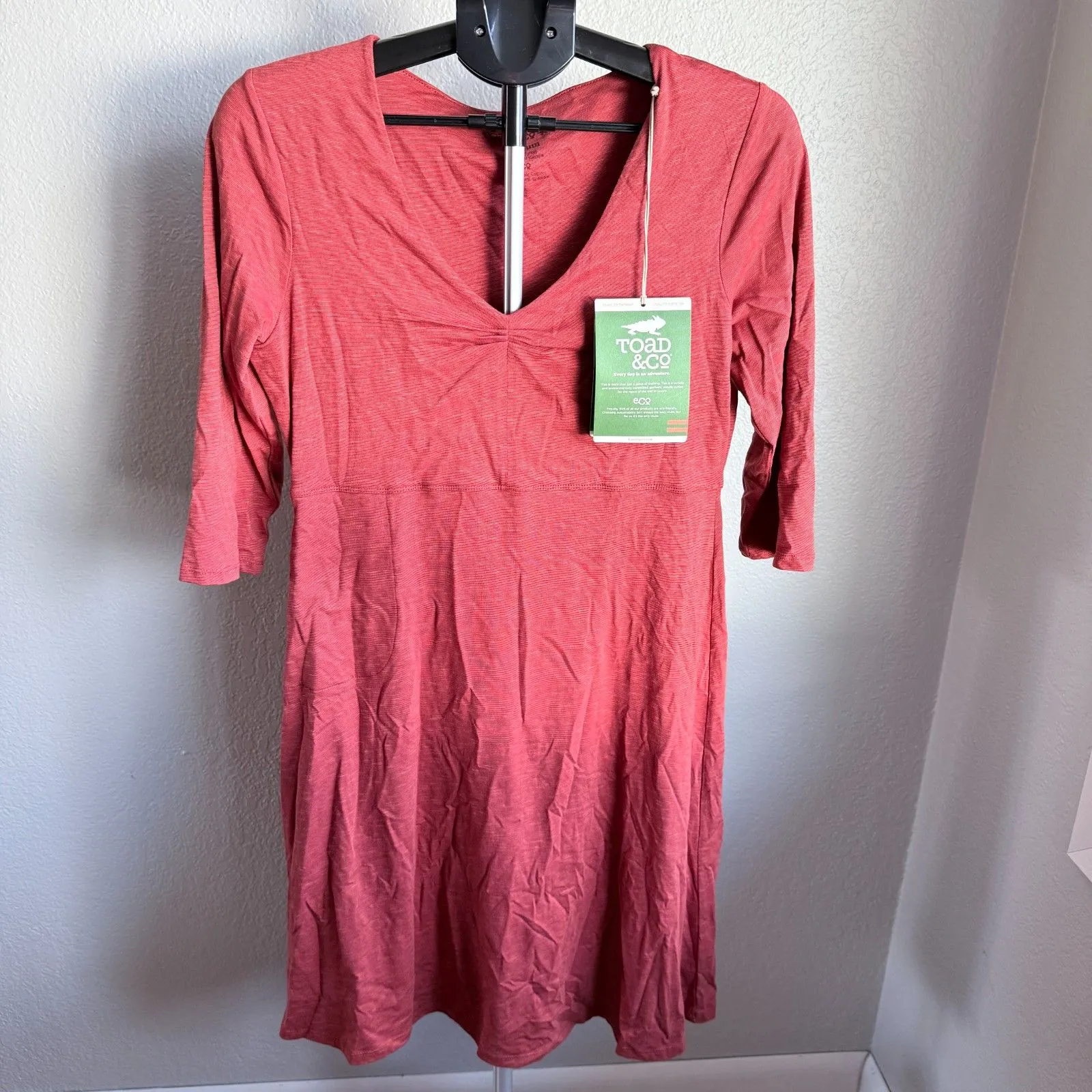 NWT Toad & Co Rosalinda Organic Cotton Dress in Ketchup Jersey Stretch Size M Orange Size M - Image 2