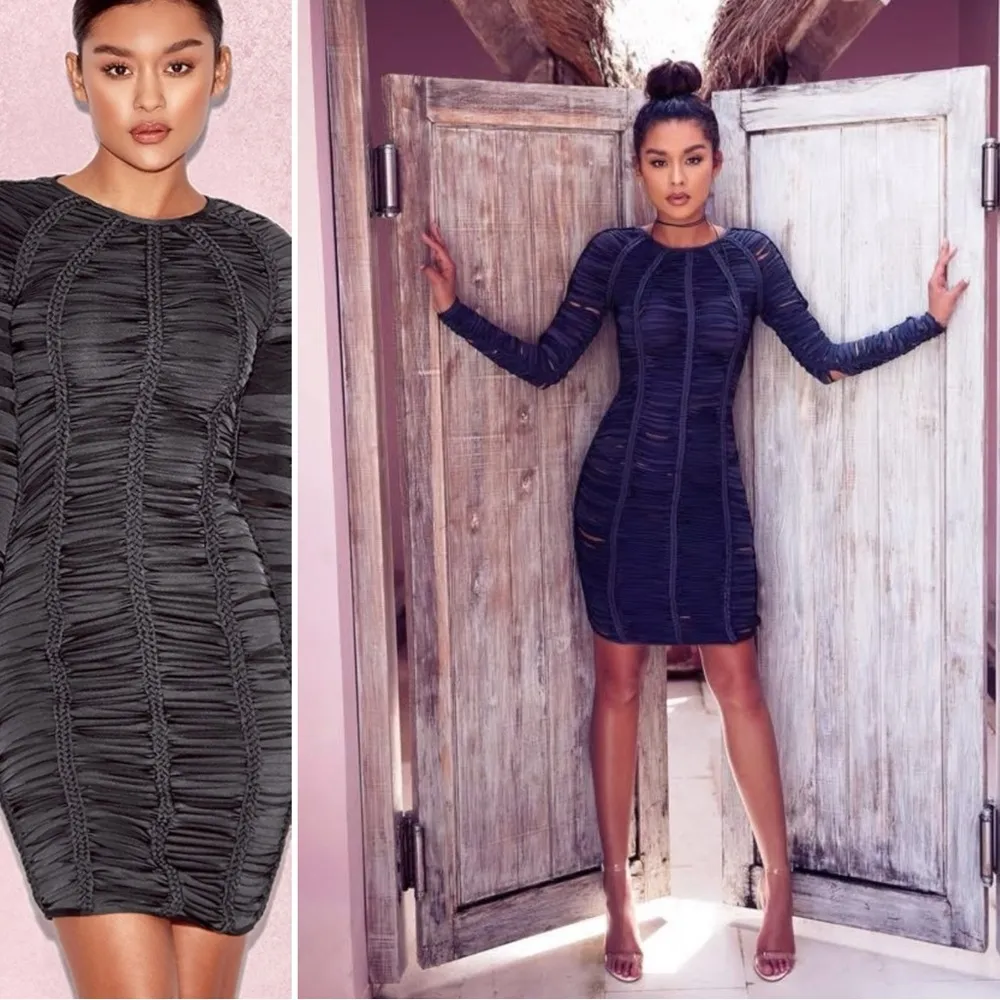 House of CB The Siege Bodycon Dress in Black Laser Cut Braided XS NWT - Image 3