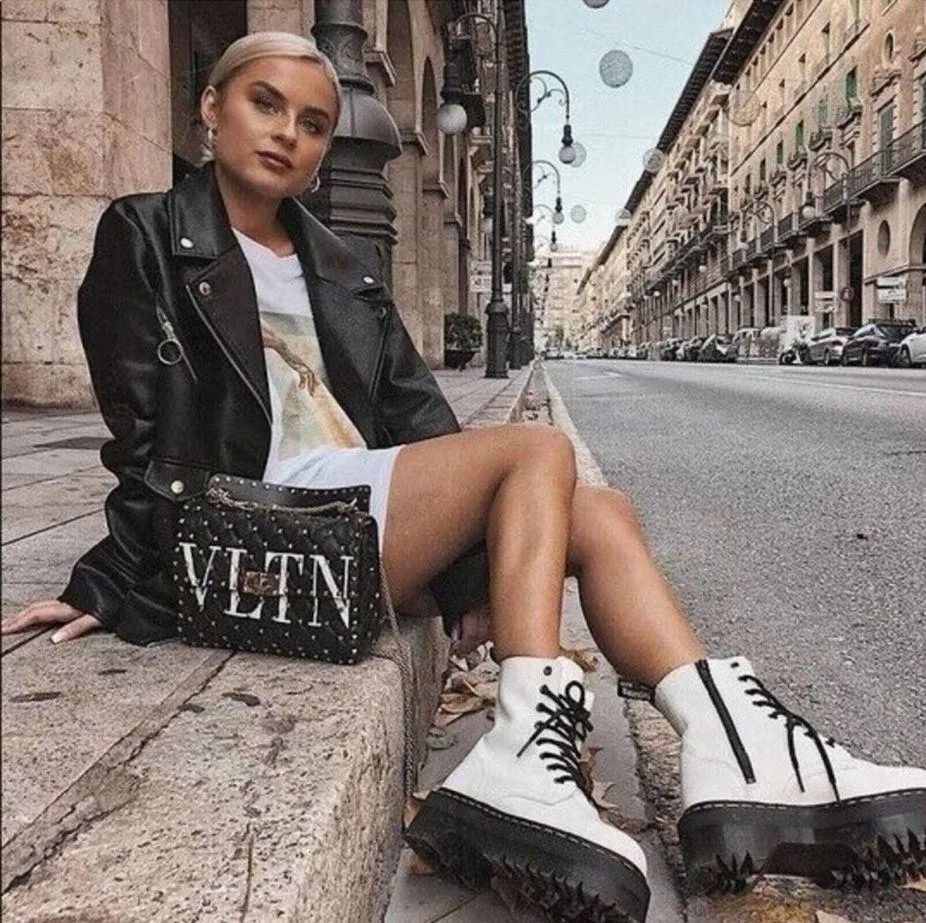 Dr. Martens Jadon Platform Boots White Size 7 Chunky Booties Y2K - Image 12