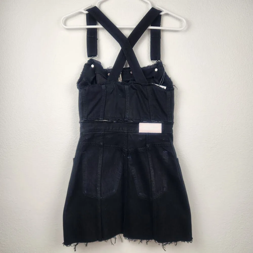 RE/DONE Levi’s Overall Denim Mini Dress Black Reworked Vintage Size XS NWT - Image 6