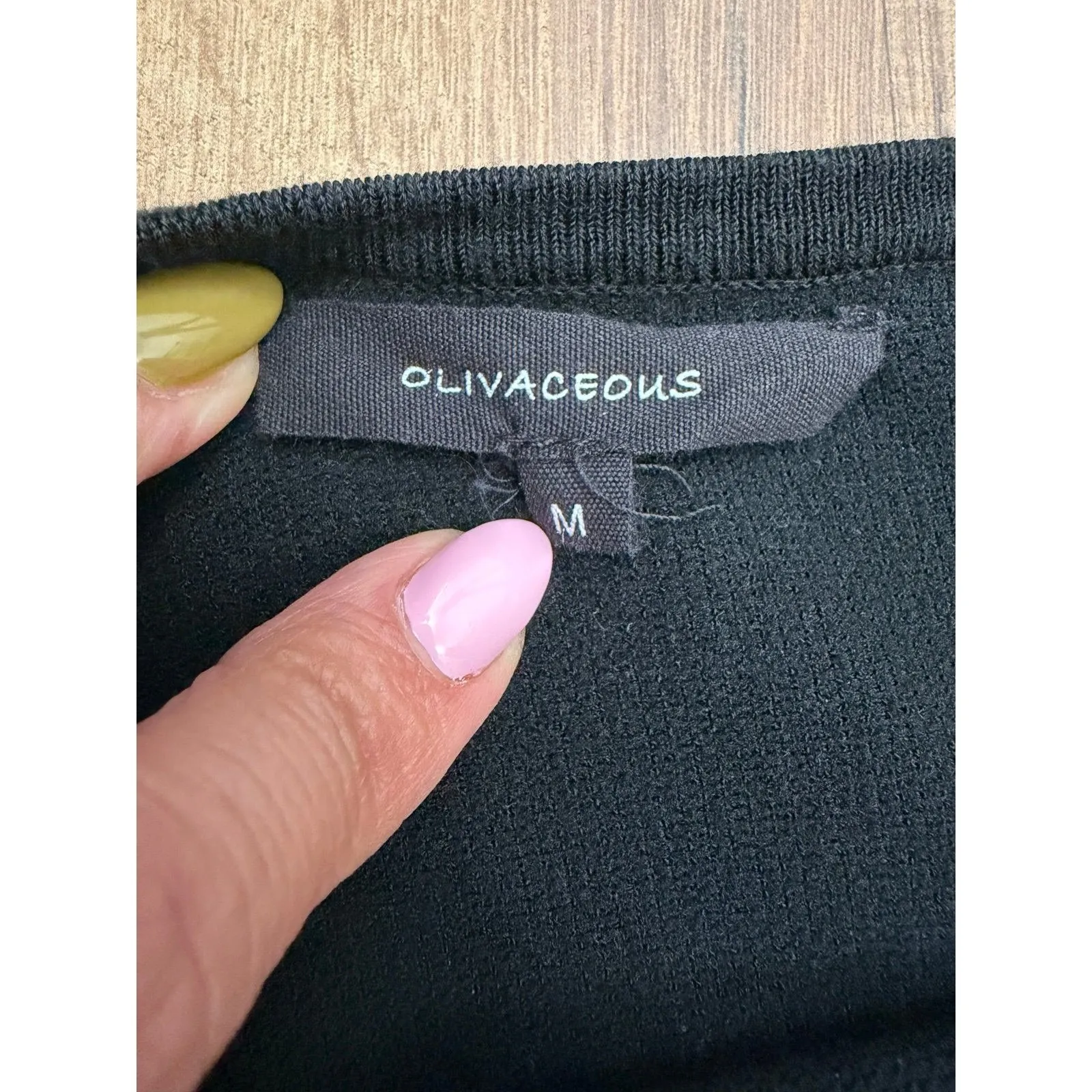 Olivaceous Black Ribbed‎ Knit Cutout Midi Dress Women's Size M Sexy Chic - Image 4