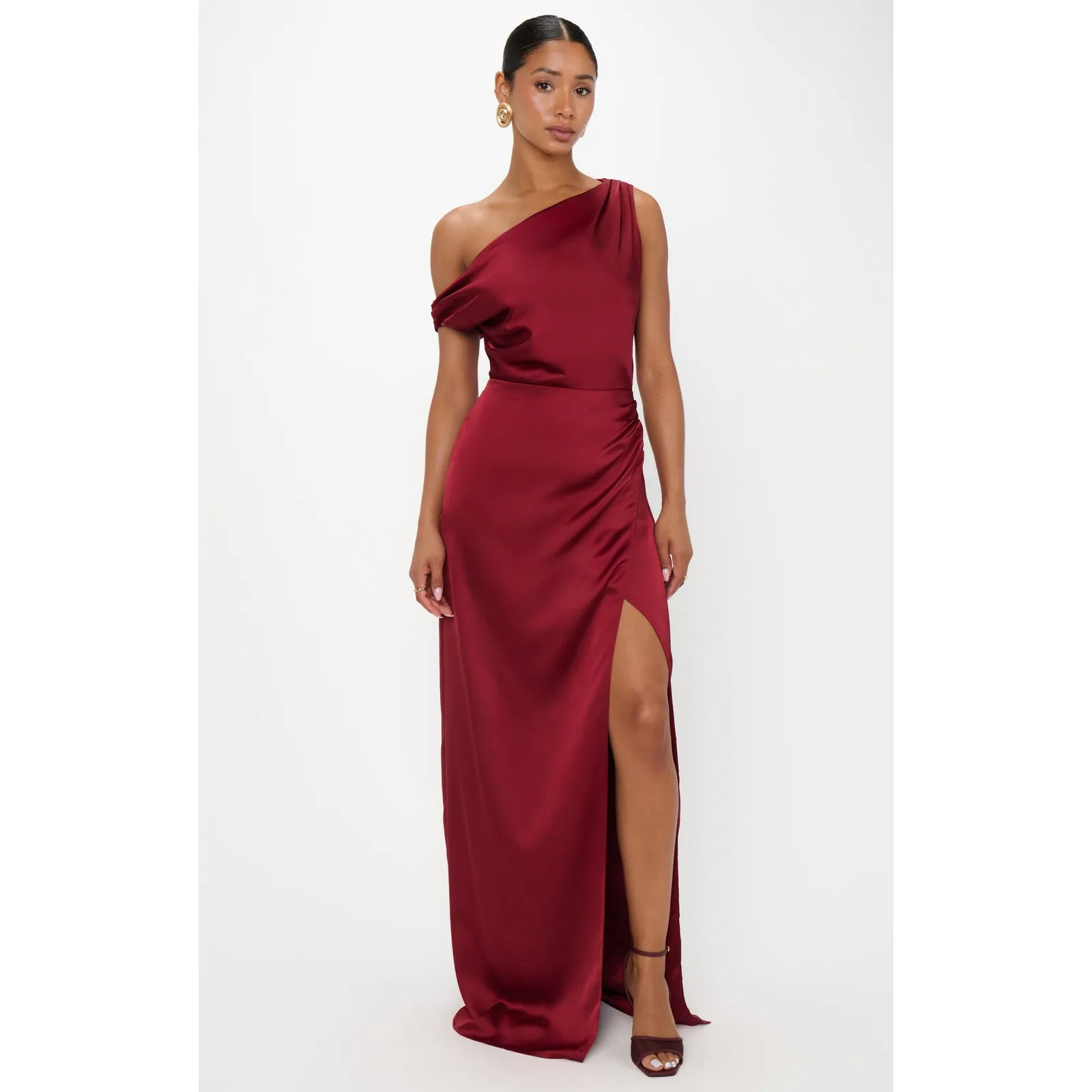 Show Me Your Mumu Jodie Maxi Dress in Cranberry Luxe Satin S - Image 7