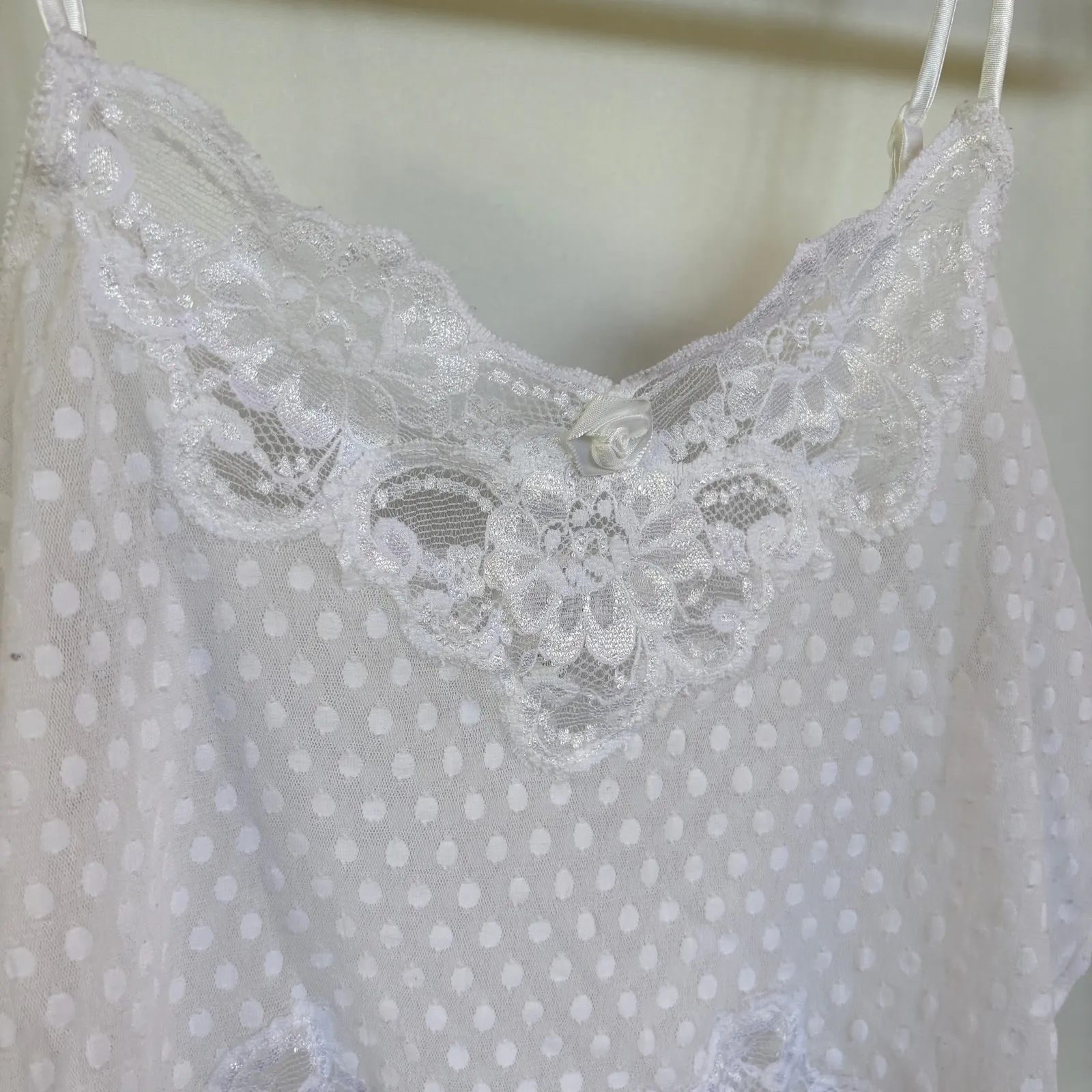 Vintage Sheer White Coquette Crop Top Lace Bralette Festival Angelcore Large - Image 2