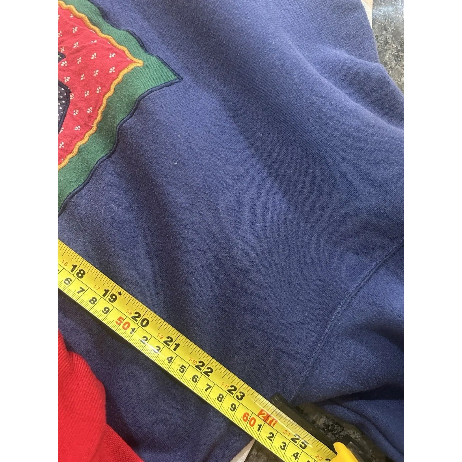 Vintage Womens Christmas Quilted Snowman Holiday Sweatshirt 20W Blue Granny Cozy - Image 5