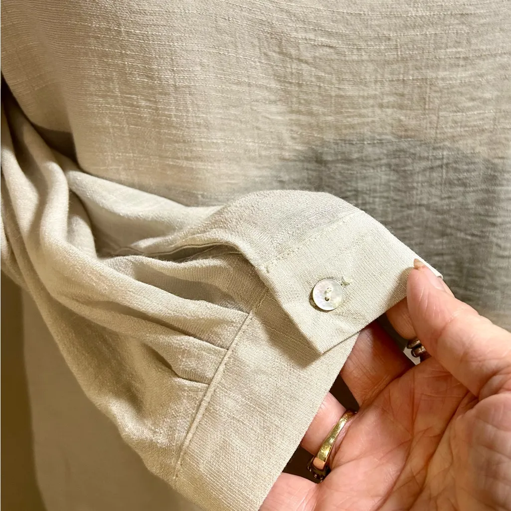 NANETTE LEPORE Lace Square Neck 3/4 Sleeve Blouse in Light Stone NWT Sz S - Image 3