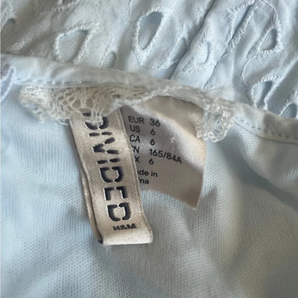 H&M Light Blue Eyelet Dress - Image 2