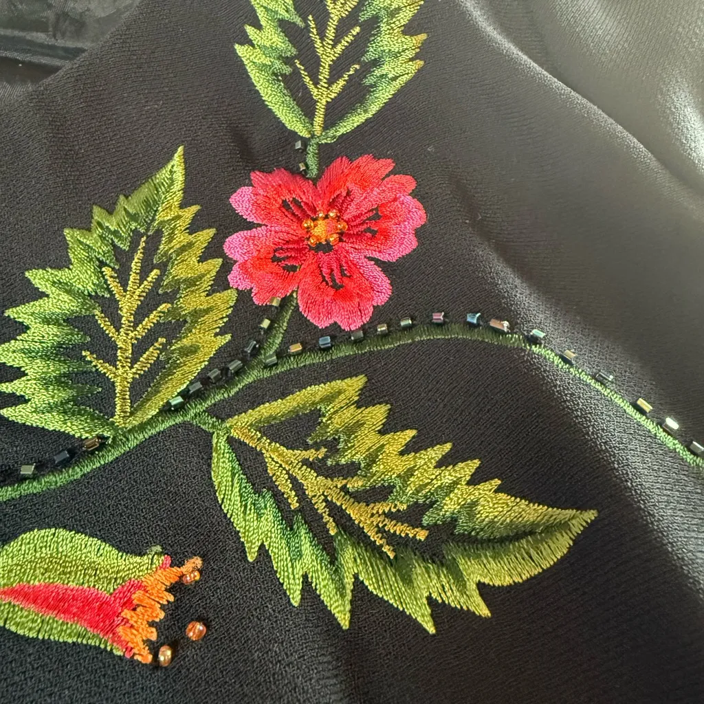 Maggy London Long Dress/Maxi Sz 12 
Black With Floral Embroidery - Image 11