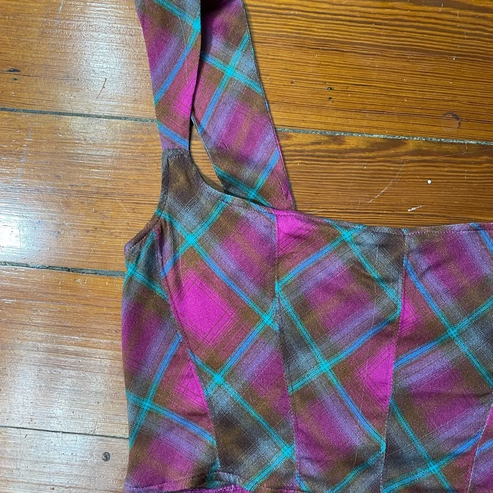 NWT Urban Outfitters Adina Plaid Square Neck Crop  Corset Style Top - Sz XL - Image 5