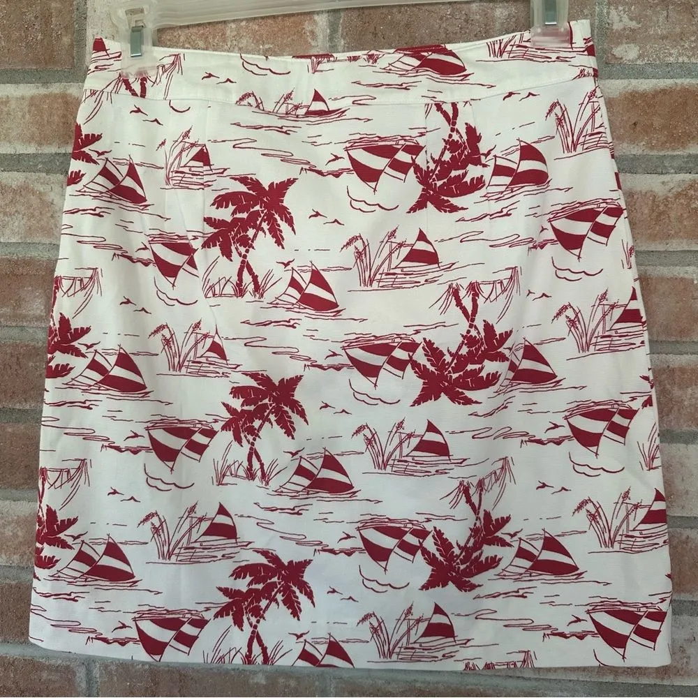 Talbots A Line Canvas Skirt Sail Away Women’s 6 Petite White Red NEW Nautical - Image 5