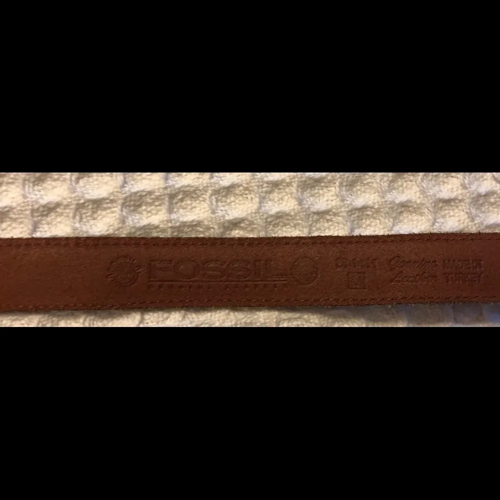 Fossil Leather Brown Black Colorblock 1” Belt Gold Buckle M Southwest - Image 5