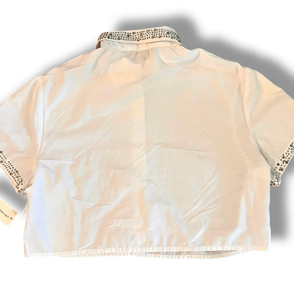 NEW! Live 4 Truth Women Button Up Large White W/ Rhinestone Embellishment NWT - Image 2