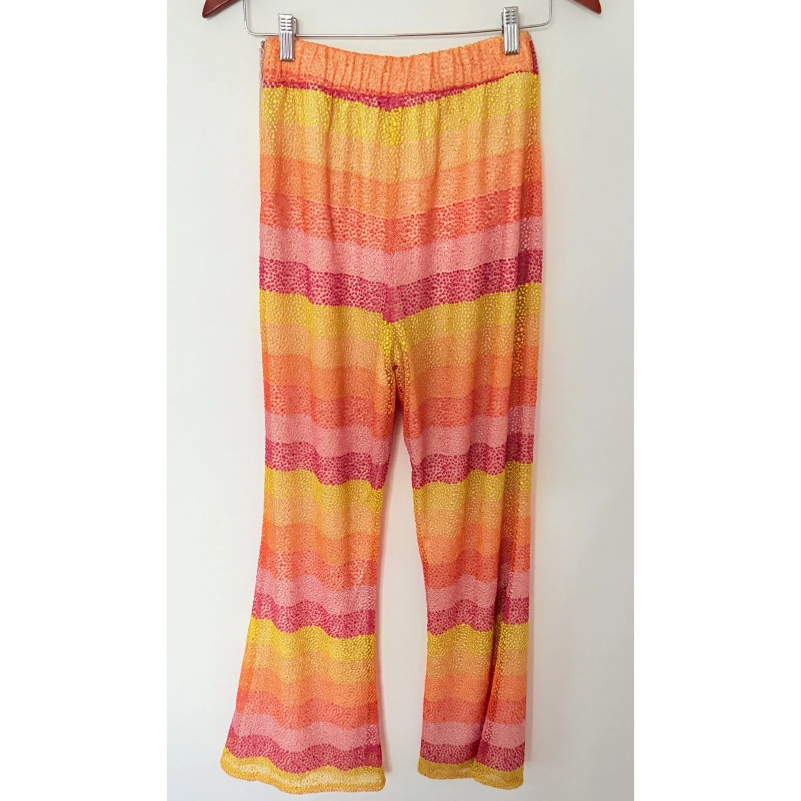 NWT Show Me Your Mumu Striped Flare Leg Pants Fiesta Sunset Lined Hidden Zip - Image 2