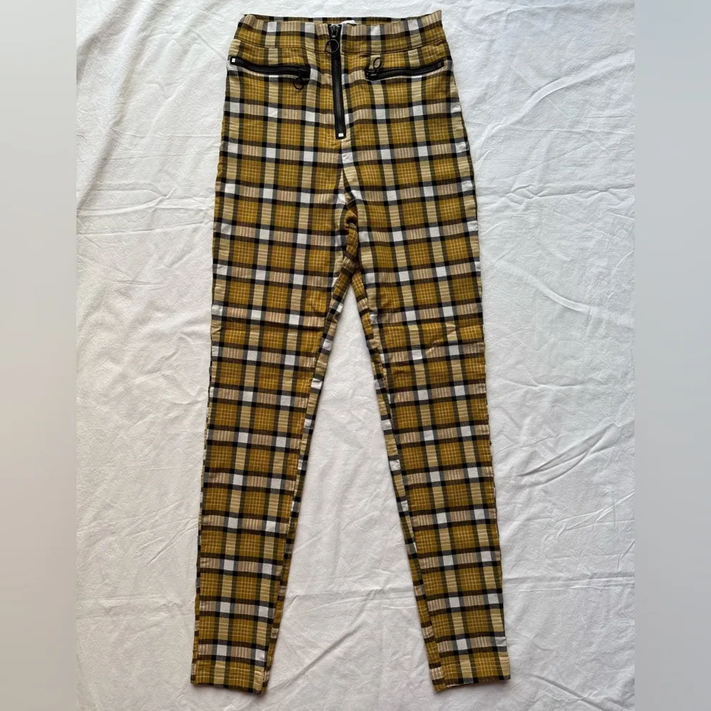 Urban Outfitters Yellow Black Plaid Cropped Skinny Pants 0 - Image 2