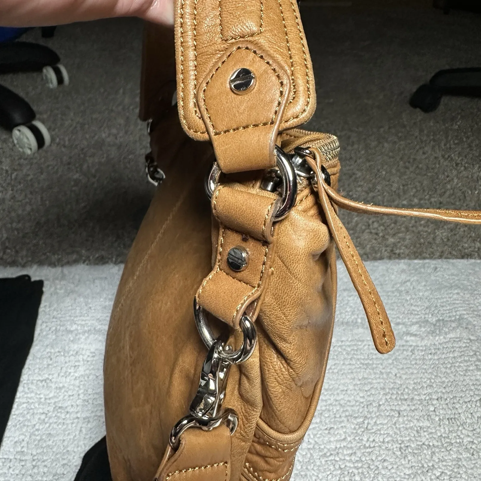 Y2K Designer L.A.M.B. Gwen Stefani Leather Crossbody Shoulder Bag Tan - Image 13