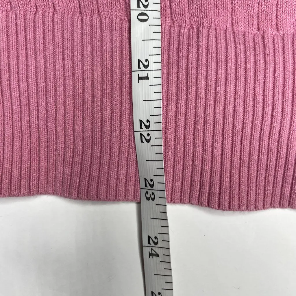 Women's Rose Pink V-neck 3/4 Sleeve Pointelle Cardigan Sweater Plus XL - Image 8