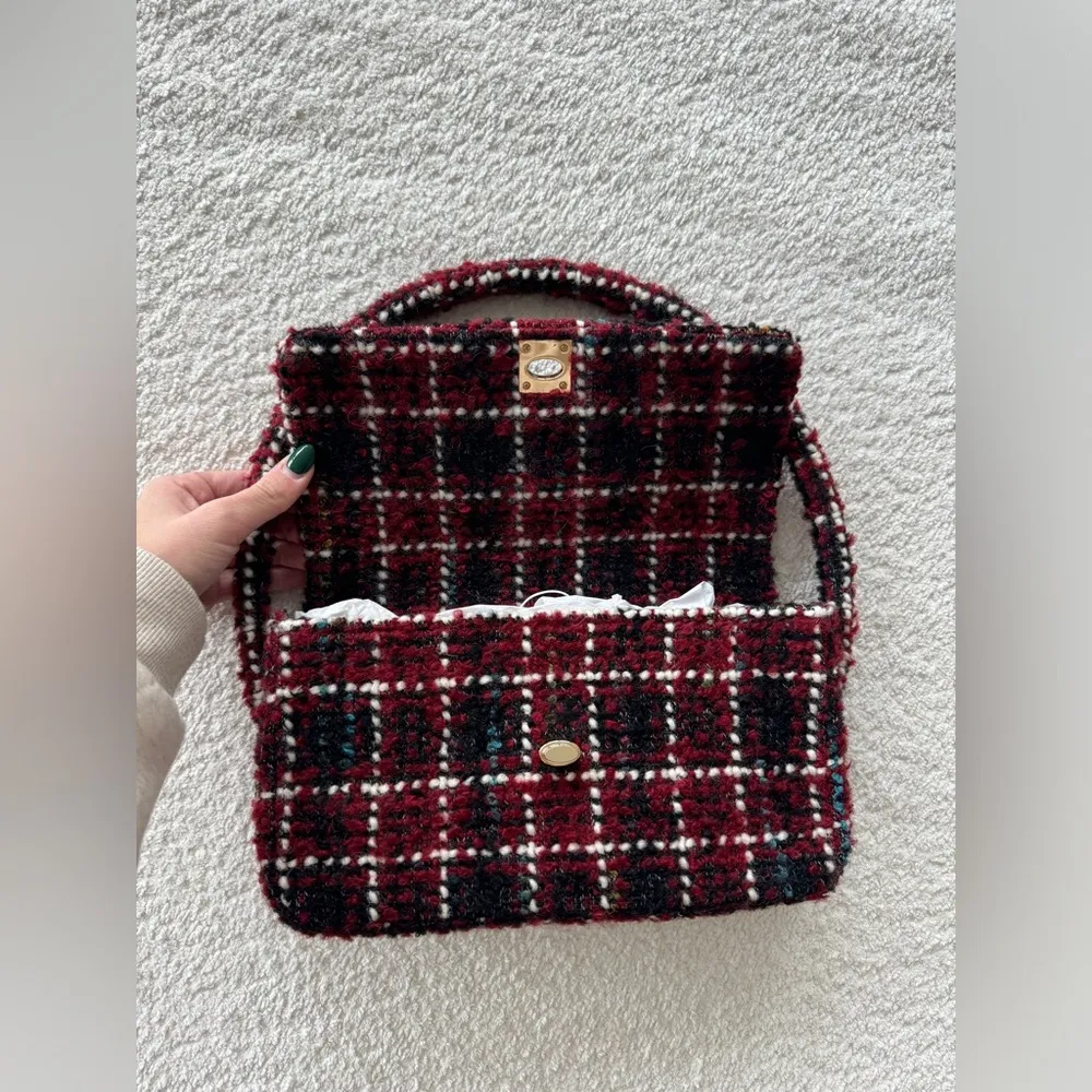 ANINE BING NWT Nico Bag in Cherry Plaid - Image 8