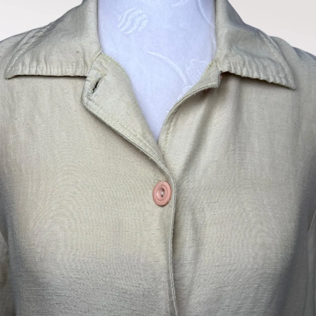 Vintage Stillo Collection Linen Rayon Button Up Shirt Made In USA Small Yellow - Image 2