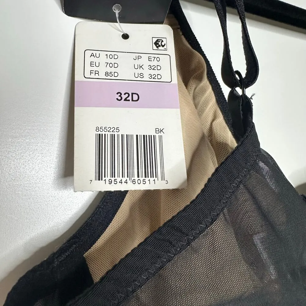 NWT Wacoal Stark Beauty Rose Lace Bra 855225 Women's Black Size 32D - Image 4