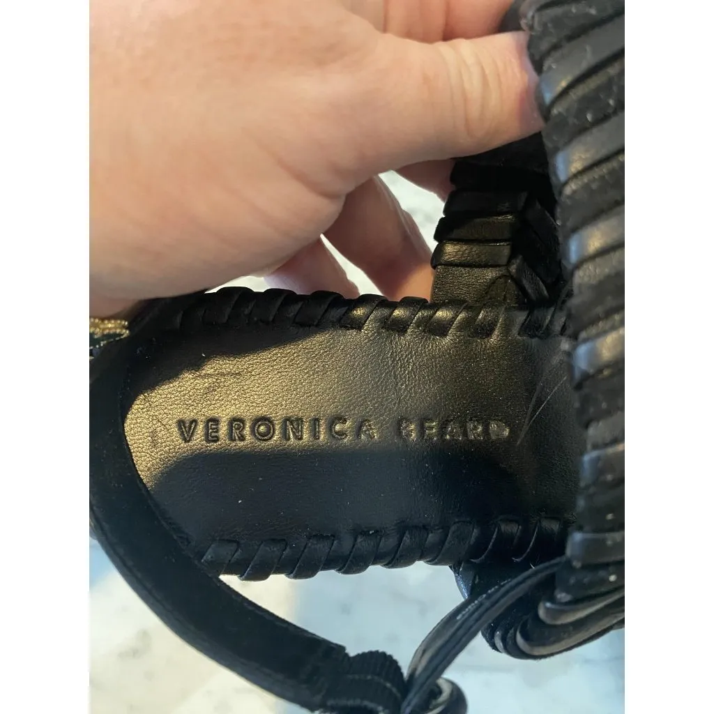 Veronica Beard Simone Sandals Womens Size 10.5 Black Braided Leather Woven - Image 4