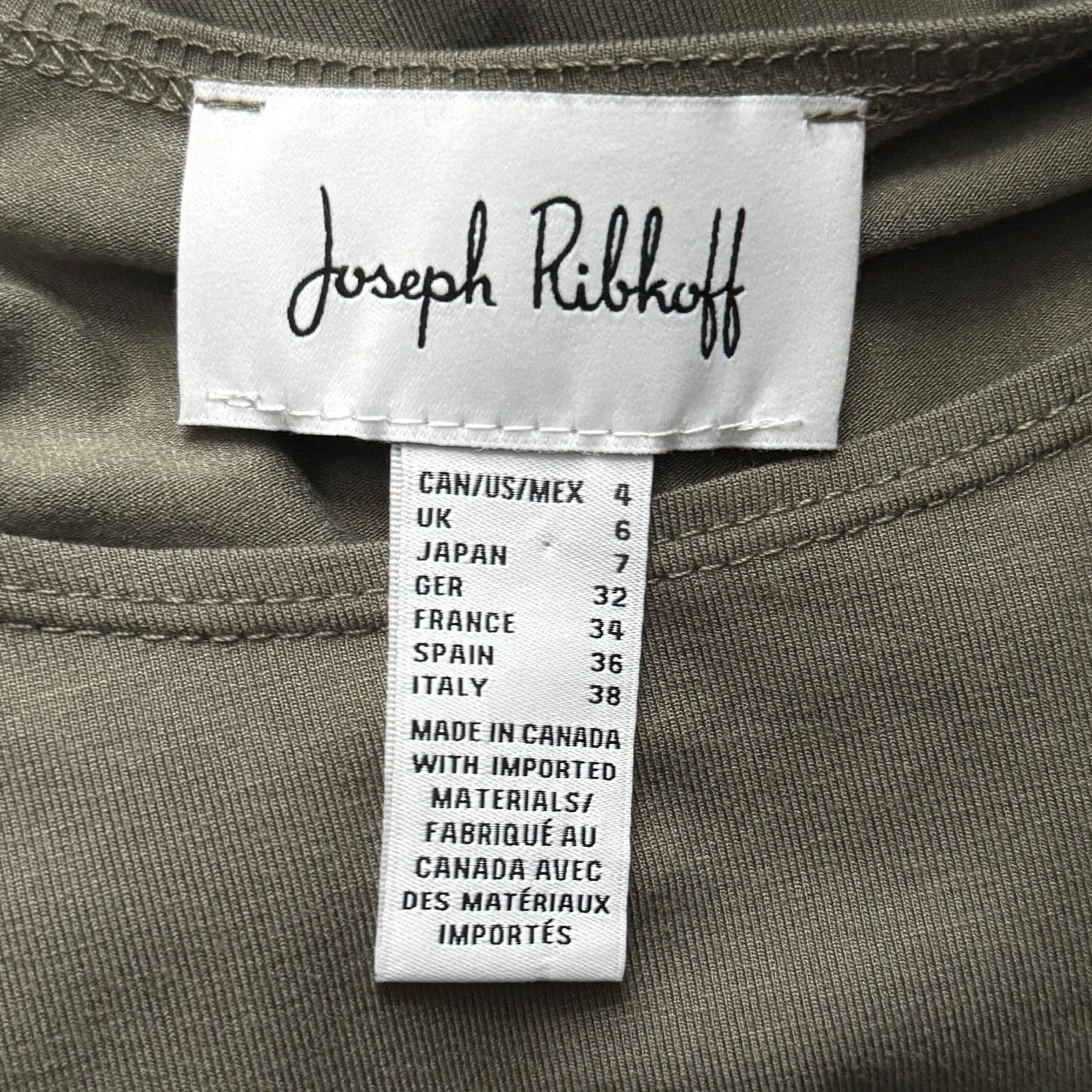 Joseph Ribkoff Shirt Women 4 Olive Green Tank Shell Layering Neutral Minimalist‎ - Image 6