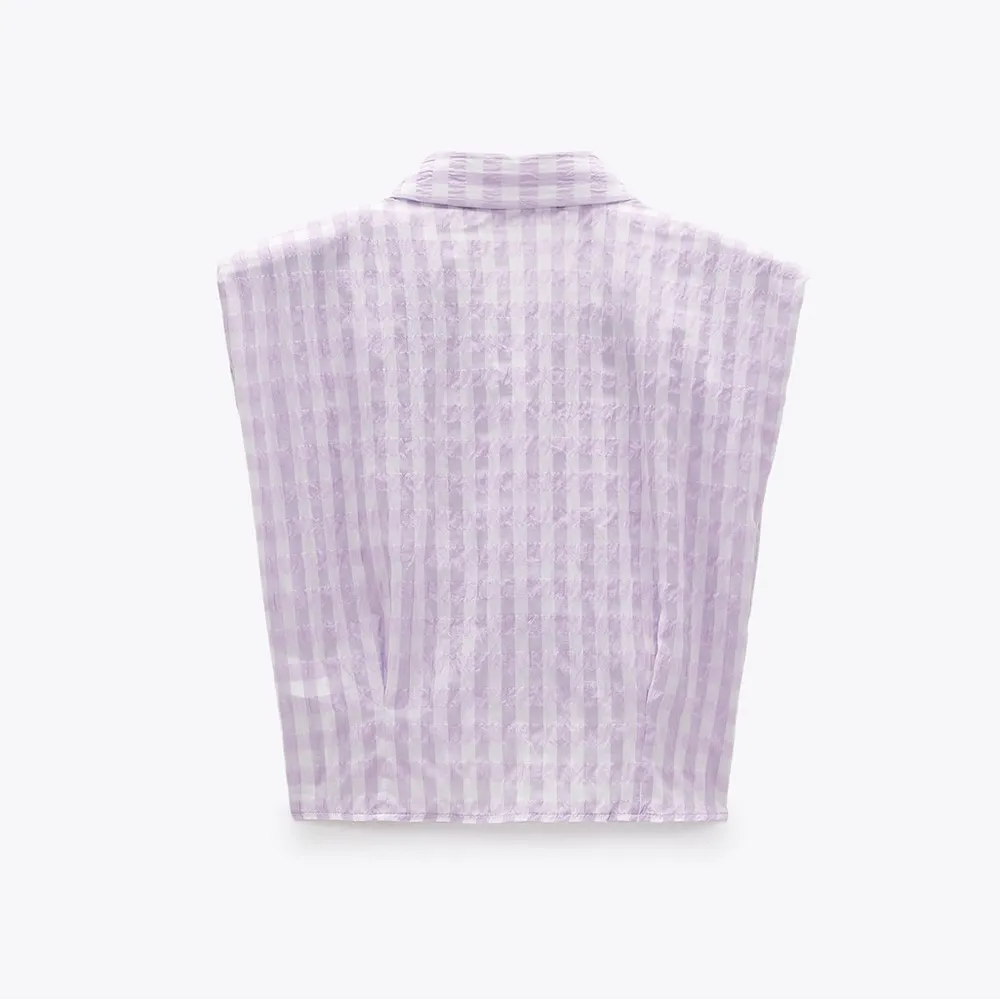 Zara Gingham Shoulder Pad Poplin Shirt Button Down - Image 5