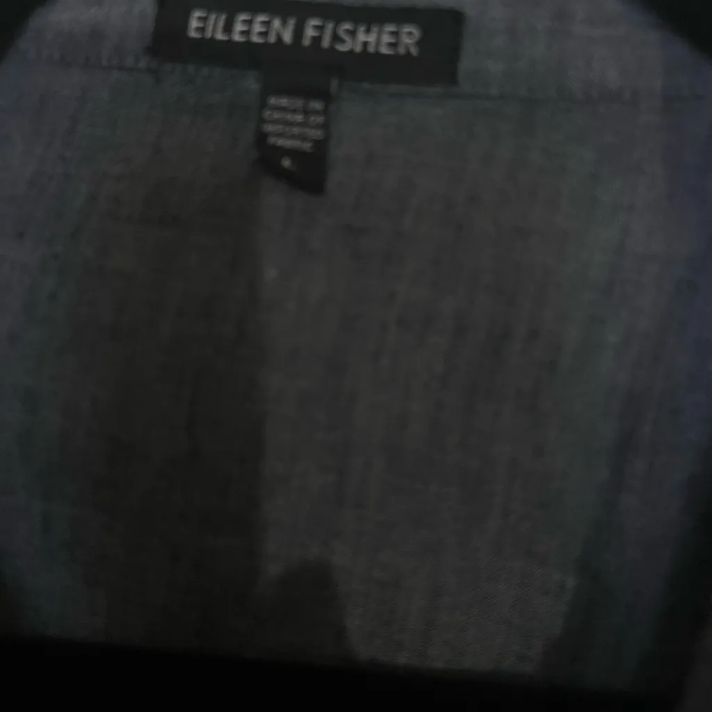 Eileen Fisher Blueberry Washed Organic Linen Delave Shirt Size L EUC - Image 4