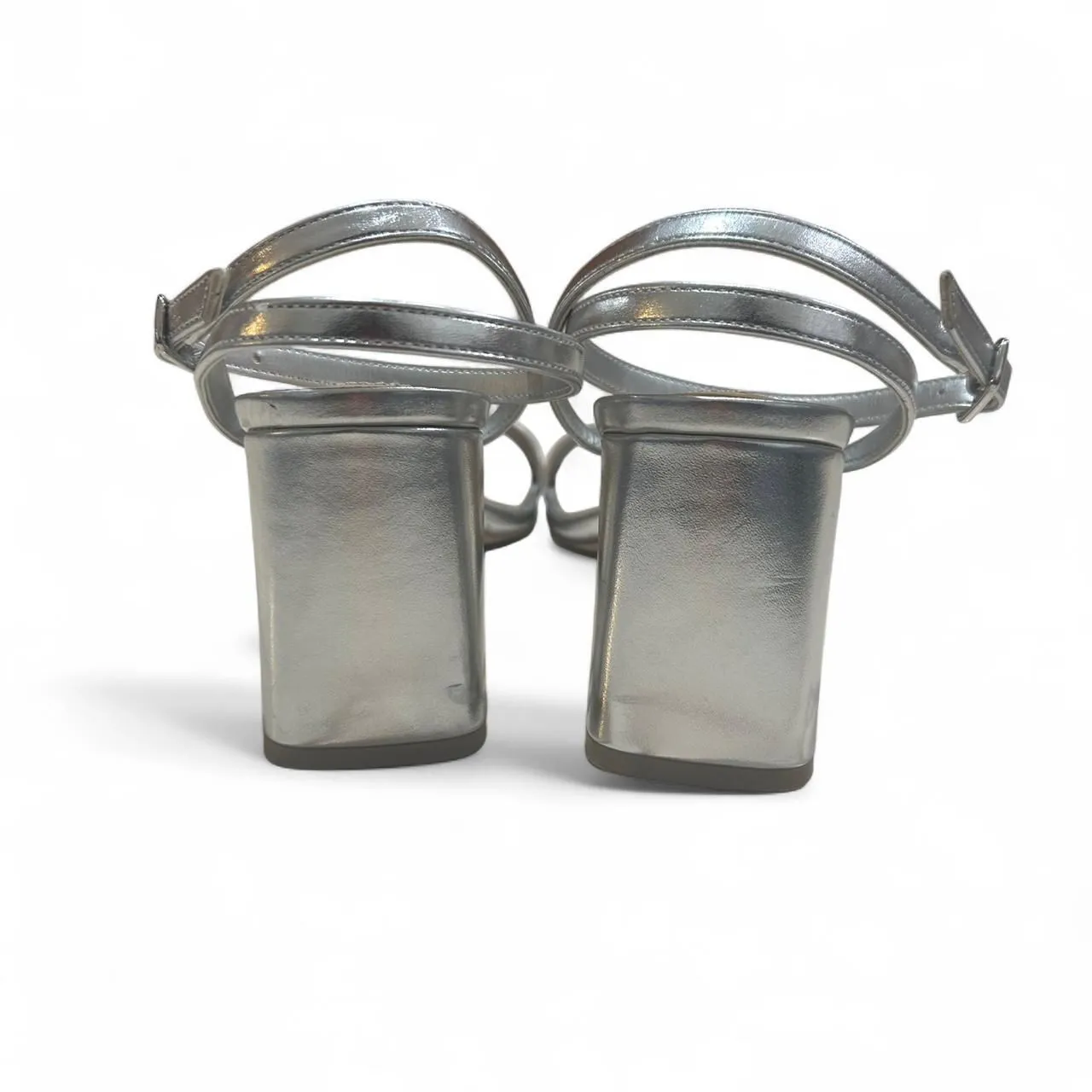 Steve Madden Silver Luxe Block Heel Sandals Size 8.5 - Image 4