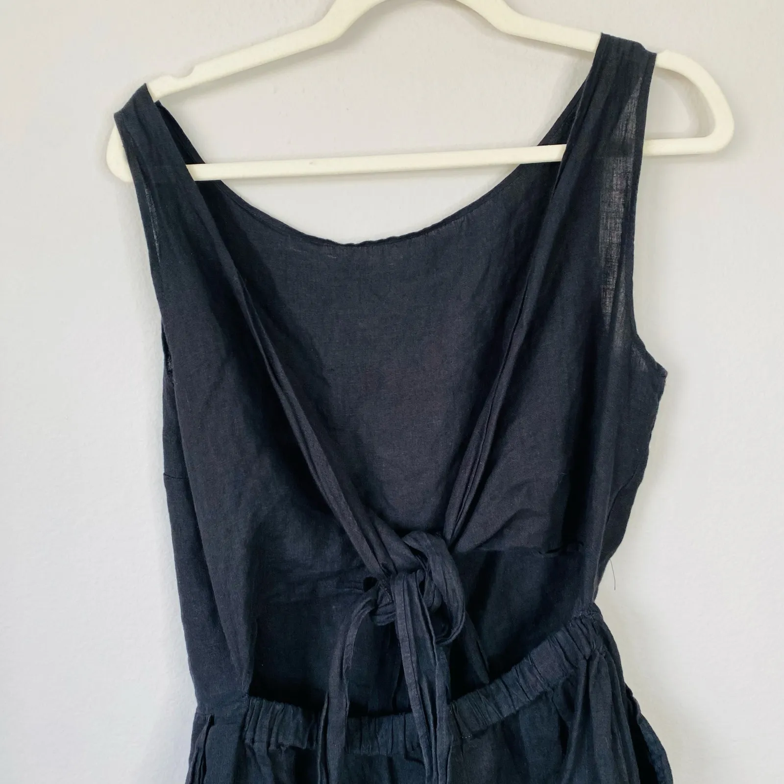 VITAMIN A Martinique Romper Black Size Small Open Back Linen Beachy Coastal - Image 5