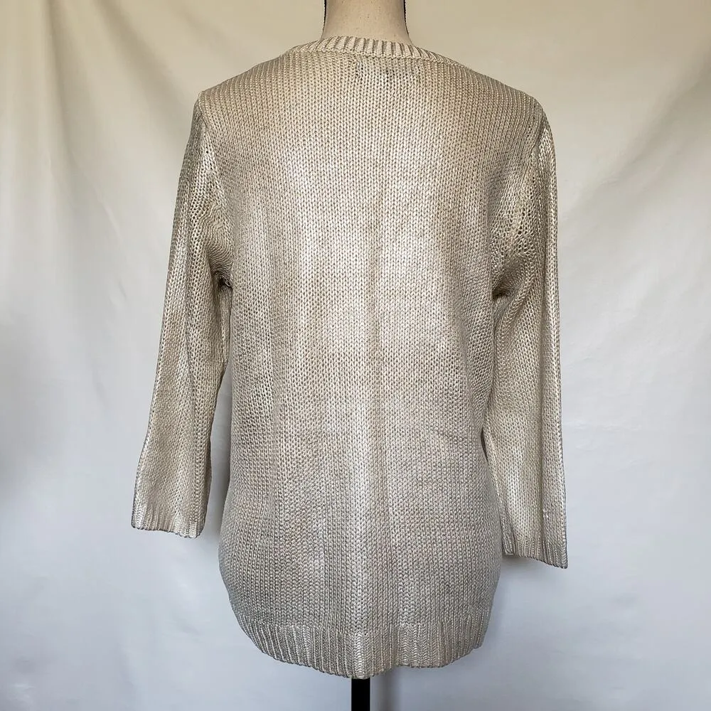 Jones New York Signature Womens Sweater Size Medium Metallic Pullover Preppy - Image 7